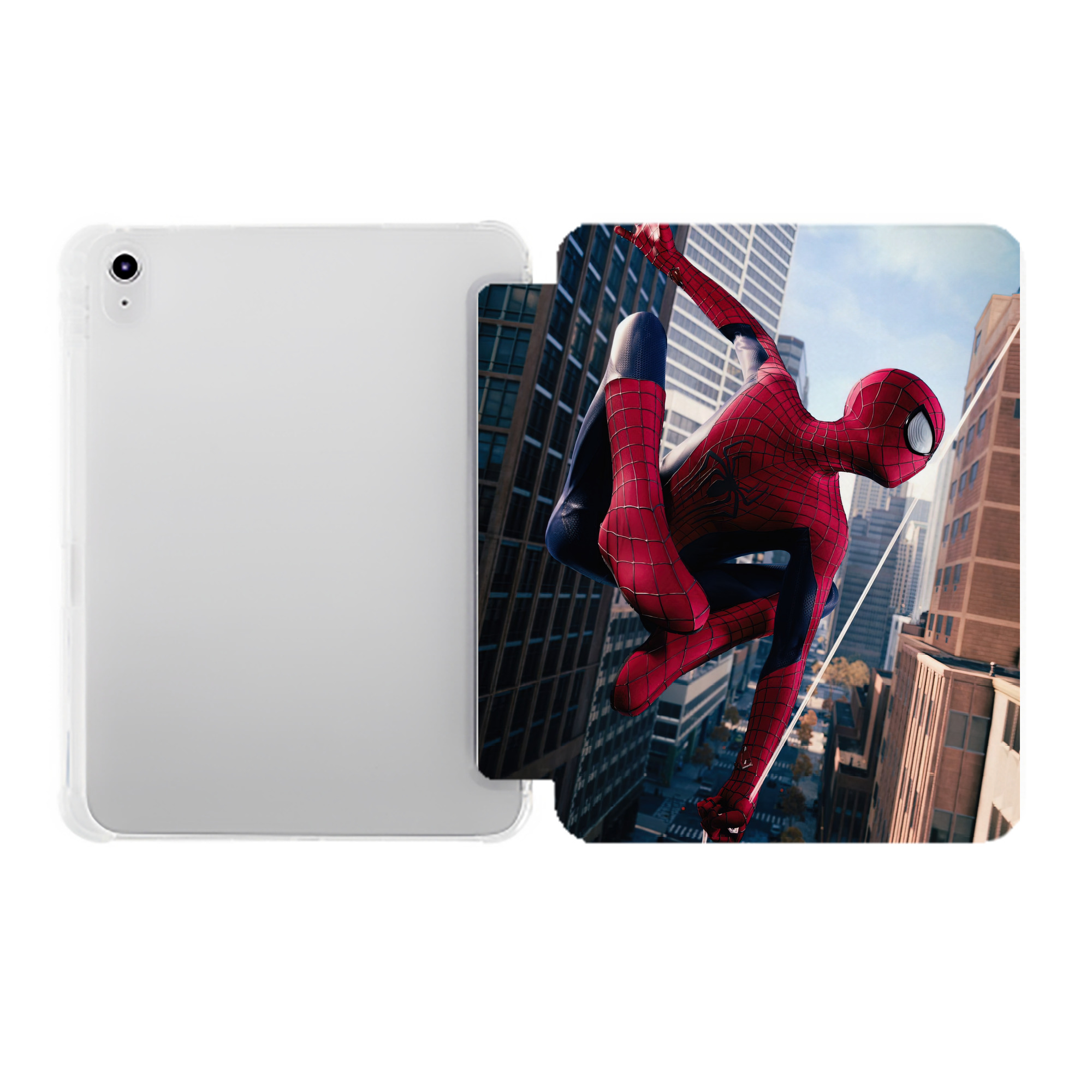 （画像用） Spider Man スパイダーマン IPad ケース ペン収納付き 三つ折りスタンド PUレザー×シリコン 対応機種9.5/10.5/10.9インチ